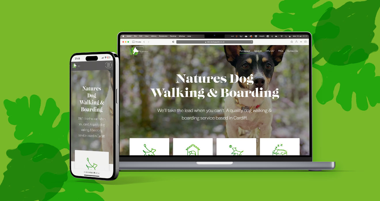 Natures Dog Walking website